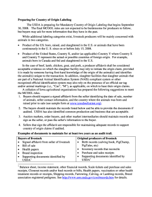 USDA Country of Origin Labeling Affidavit