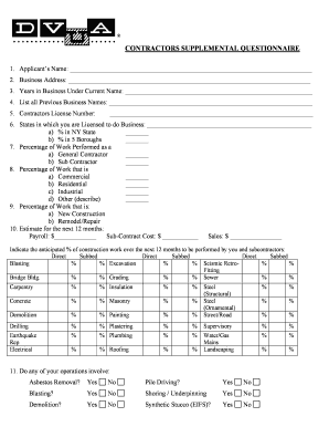 Contractors Supplemental Questionnaire