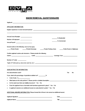 Snow Removal Business Application Form