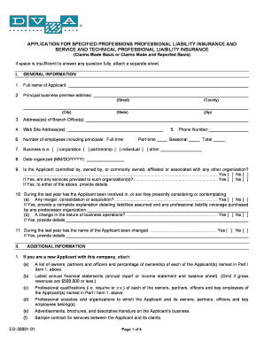 Professional Liability Insurance Application