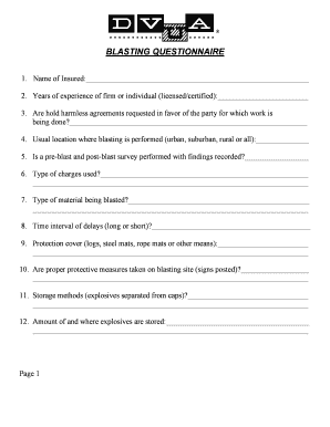Blasting Questionnaire