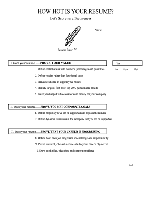 Resume Rater Evaluation Form