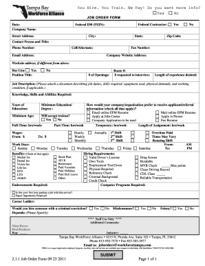 Job Order Form