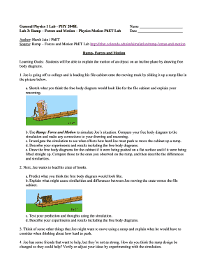 Physics Motion PhET Lab Form