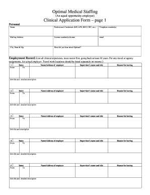 Clinical Application Form