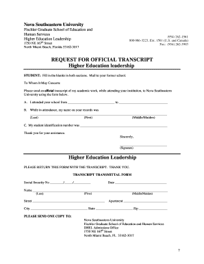 Request for Official Transcript