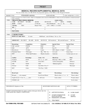 Supplemental Medical Data Form