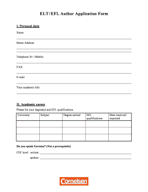 ELT EFL Author Application Form