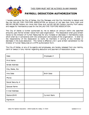 Payroll Deduction Authorization
