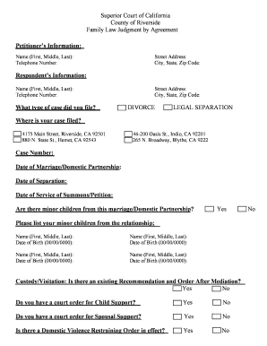 California Family Law Judgment by Agreement