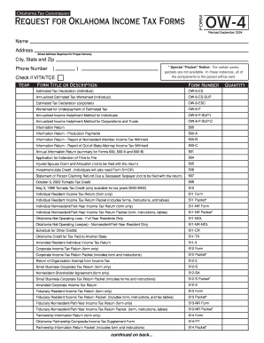 Oklahoma Income Tax Forms Request