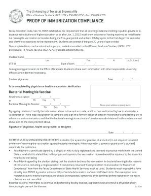Proof of Immunization Compliance