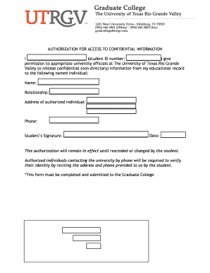 Authorization for Access to Confidential Information