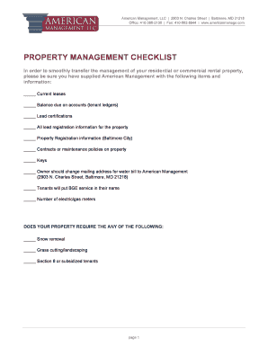Property Management Checklist
