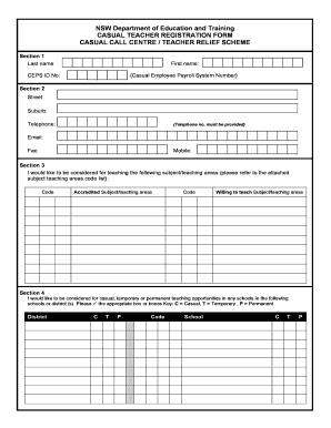 NSW Casual Teacher Registration Form