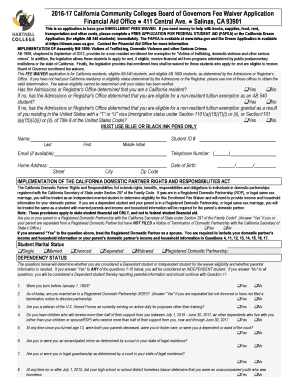 California Community Colleges Board of Governors Fee Waiver Application