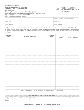 California Request for Training Hours