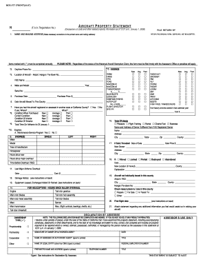 California Aircraft Property Statement