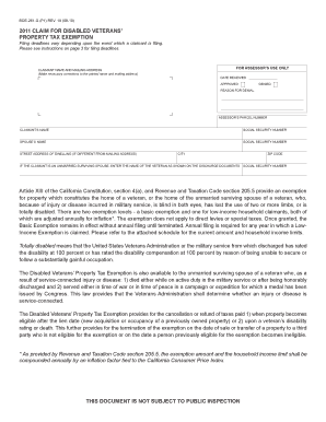 California Disabled Veterans' Property Tax Exemption Form
