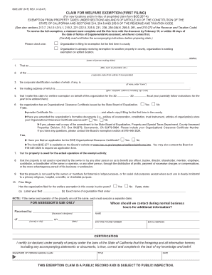 California Welfare Exemption Claim Form