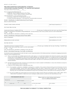 Welfare Exemption Supplemental Affidavit