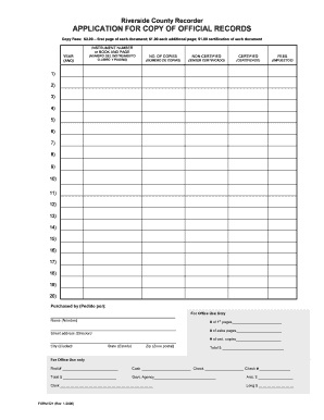 Riverside County Application for Copy of Official Records