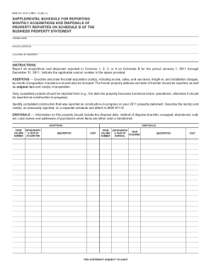 Supplemental Schedule for Reporting Monthly Acquisitions and Disposals