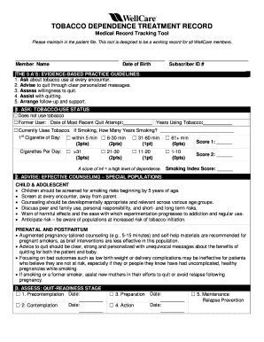 Tobacco Dependence Treatment Record
