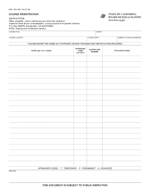 California Course Registration Form