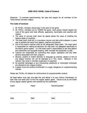 20092010 TGHSLL Code of Conduct - st-agnes