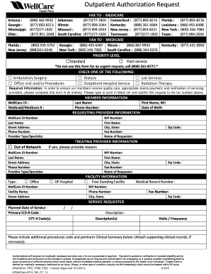 Outpatient Authorization Request Form
