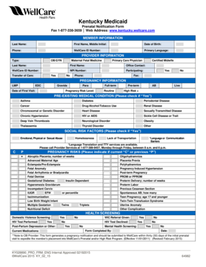 Kentucky Medicaid Prenatal Notification Form