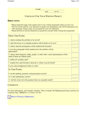 Writing Project Checklist