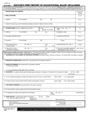 California Doctor's First Report of Occupational Injury or Illness
