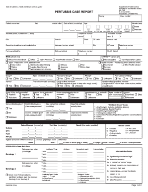 California Pertussis Case Report Form