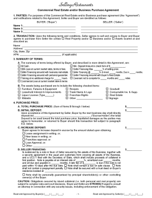 Commercial Real Estate and Business Purchase Agreement