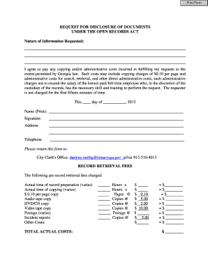 Georgia Open Records Act Request Form