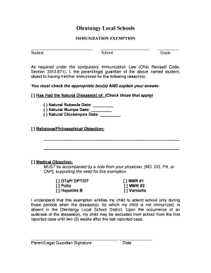 Ohio Immunization Exemption Form