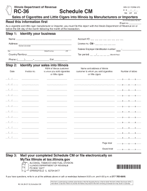 Illinois Cigarette Sales Report Form