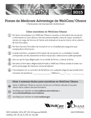 Formulario de Inscripción Individual—Planes de Medicare Advantage de WellCare/‘Ohana