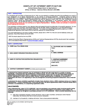 USDA Conflict of Interest Certification