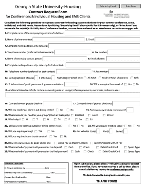 Fillable Online Georgia State University-Housing Fax Email Print ...