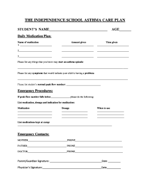 Asthma Care Plan