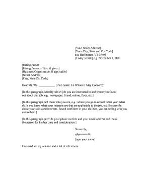 Job Application Letter Template