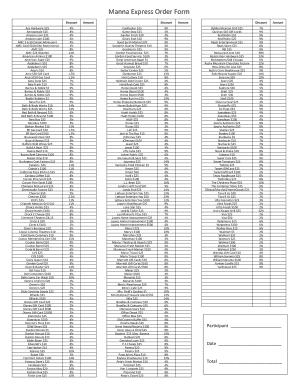 Manna Express Order Form