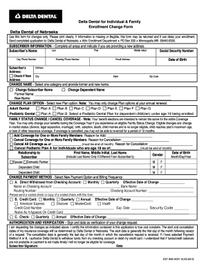 Delta Dental Enrollment Change Form