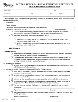 Washington Buyers' Retail Sales Tax Exemption Certificate