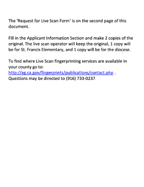 California Live Scan Service Request Form