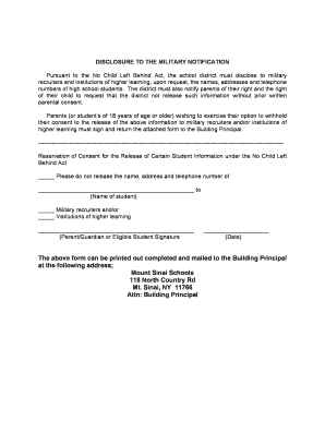 No Child Left Behind Act Military Recruiter Information Release Consent