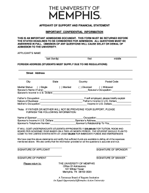Affidavit of Support and Financial Statement
